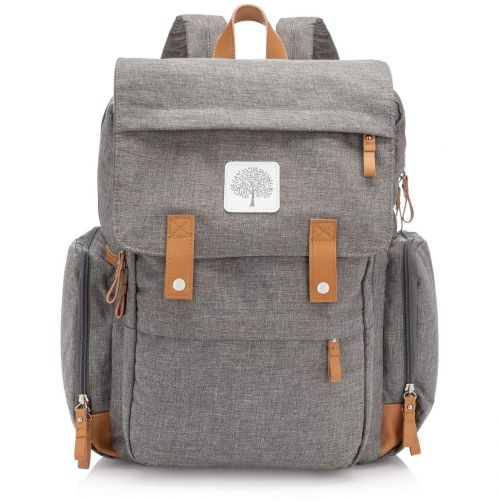  Parker Baby Co. Parker Baby Diaper Backpack - Large Diaper Bag with Insulated Pockets, Stroller Straps and Changing Pad -Birch Bag - Gray