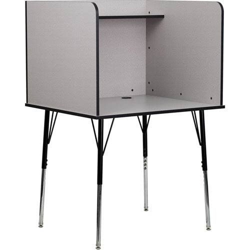  Parkside Study Carrel with Adjustable Legs and Top Shelf in Nebula Grey Finish