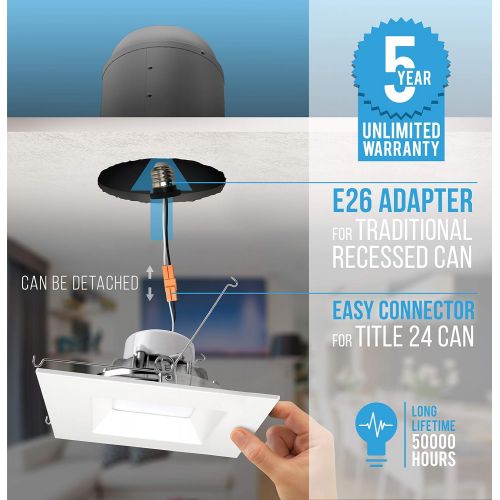  Parmida LED Technologies Parmida (12 Pack) 6 inch Dimmable LED Retrofit Recessed Downlight, 15W (100W Replacement), Square Trim, 5000K (Day Light), 1040LM, ENERGY STAR & ETL, LED Ceiling Can Light Fixture