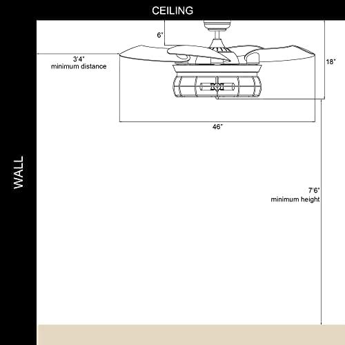  [아마존베스트]Parrot Uncle Ceiling Fans with Lights 46 Inch Ceiling Fan with Remote Vintage Cage Chandelier Fans with Retractable Blades, 5 Edison Bulbs Not Included, Dark White