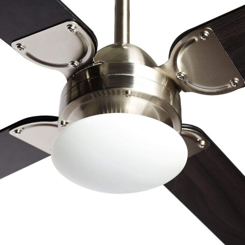  Parrot Uncle Ceiling Fan with Light Modern Bedroom Ceiling Fans Indoor with Light LED, Wall Switch, 42 Inch, Brushed Nickel