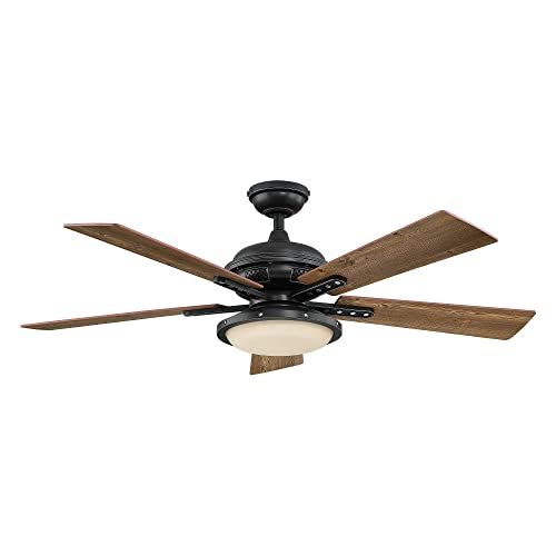  Parrot Uncle Ceiling Fans with Lights Remote Control Farmhouse Ceiling Fan with LED Lights, 52 Inch, Black