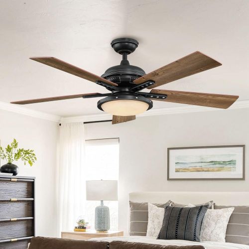  Parrot Uncle Ceiling Fans with Lights Remote Control Farmhouse Ceiling Fan with LED Lights, 52 Inch, Black