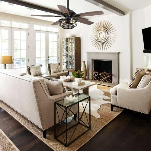  Parrot Uncle Ceiling Fans with Lights Farmhouse Black Ceiling Fan with Remote Control, 52 Inch