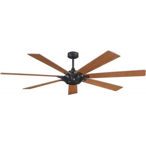  Parrot Uncle Black Ceiling Fan with Remote Modern Rustic Ceiling Fan Without Light, 7 Wood Blades, 72 Inch