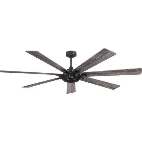  Parrot Uncle Black Ceiling Fan with Remote Modern Rustic Ceiling Fan Without Light, 7 Wood Blades, 72 Inch