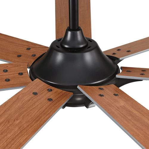  Parrot Uncle Black Ceiling Fan with Remote Modern Rustic Ceiling Fan Without Light, 7 Wood Blades, 72 Inch