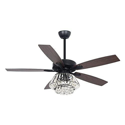  Parrot Uncle Ceiling Fans with Lights Remote Control Modern Black Chandelier Ceiling Fan, 52 Inch