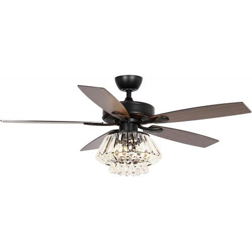  Parrot Uncle Ceiling Fans with Lights Remote Control Modern Black Chandelier Ceiling Fan, 52 Inch