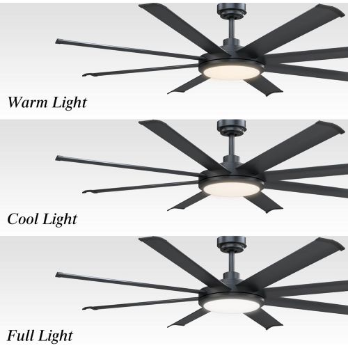  Parrot Uncle Ceiling Fan with Remote Modern Black Ceiling Fan with Light LED, 60 Inch