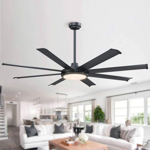  Parrot Uncle Ceiling Fan with Remote Modern Black Ceiling Fan with Light LED, 60 Inch