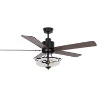 Parrot Uncle Ceiling Fan Light Kit Vintage Farmhouse Ceiling Fan with Light and Remote, 52 Inch, Black