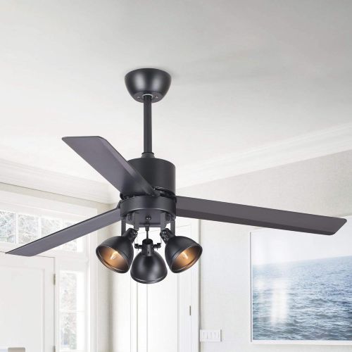  Parrot Uncle Ceiling Fan with Light Modern Black Ceiling Fans with Lights and Remote, 50 Inch