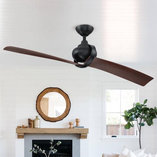  Parrot Uncle Ceiling Fan with Remote Modern Ceiling Fan No Light Indoor for Living Room, 54 Inch, Black