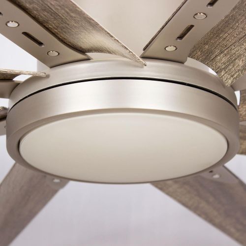  Parrot Uncle Ceiling Fans with Lights and Remote Modern Large Ceiling Fan with LED Lights, 72 Inch, Brushed Nickel