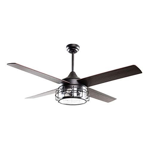  Parrot Uncle Ceiling Fan with Lights Remote Control 52 Inch Industrial Ceiling Fan, Oil Rubbed Bronze