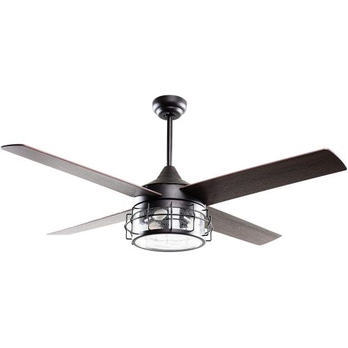  Parrot Uncle Ceiling Fan with Lights Remote Control 52 Inch Industrial Ceiling Fan, Oil Rubbed Bronze