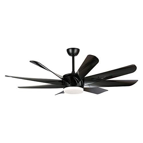  Parrot Uncle Black Ceiling Fan Modern Large Ceiling Fan with Lights LED and Remote Control, 60 Inch