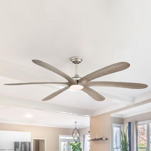  Parrot Uncle Ceiling Fans with Lights and Remote Farmhouse Ceiling Fan with LED Light, 72 Inch, 6 Blades, Painted Nickel