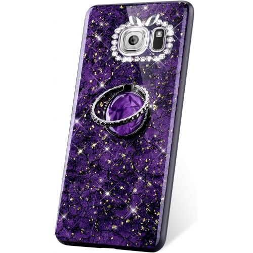  [아마존베스트]Partong Compatible with Galaxy S7 Case, Diamond Girls Protective Case Bling Glitter Rhinestone TPU Mobile Phone Case with Ring Stand Anti-Scratch Case Transparent Case for Galaxy S