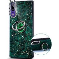 [아마존베스트]Partong Compatible with Huawei P20 Case, Diamond Girl Protective Case Bling Glitter Rhinestone TPU Mobile Phone Case with Ring Stand Anti-Scratch Case Transparent Case for Huawei P