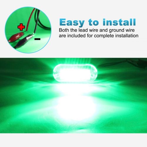  Partsam 3-12 Inch Green LED Underwater Boat Lighting Clear Lens Stainless Steel Trim Ring, Totally Waterproof Green Led Pontoon MarineBoat Transom Accent Light 10V-30V(Pack of 2)
