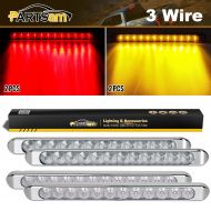 Partsam 4x Red/Amber 12 LED Clear Cover 17 Chrome Stop Turn Signal Tail Brake Light ID Bars