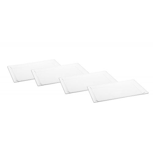  Party Bargains Disposable Rectangle Plastic Serving Tray | Excellent for Weddings, Buffets, Dinner, and Parties | 17 x 12 inches | 4 Count | Clear