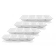 Party Bargains Sectional Rectangle Plastic Serving Tray | Excellent for Weddings, Buffets, Dinner, and Birthday Parties | 5 x 16 Inches | White (4 Pk)