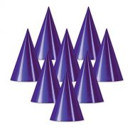 Party Central Club Pack of 48 Purple Fun and Festive Party Foil Cone Hats 6.75