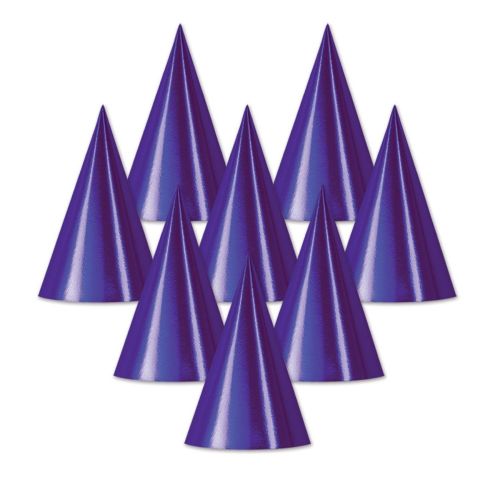  Party Central Club Pack of 48 Purple Fun and Festive Party Foil Cone Hats 6.75