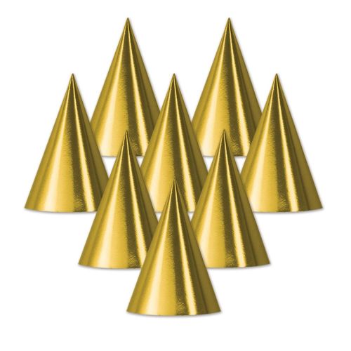  Party Central Club Pack of 48 Gold Fun and Festive Party Foil Cone Hats 6.75