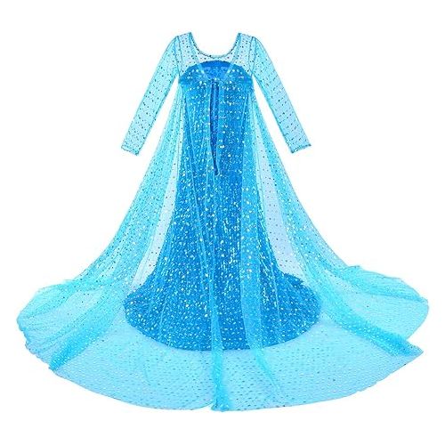  Luxury Princess Dress Costumes With Shining Long Cape Girls Birthday Party