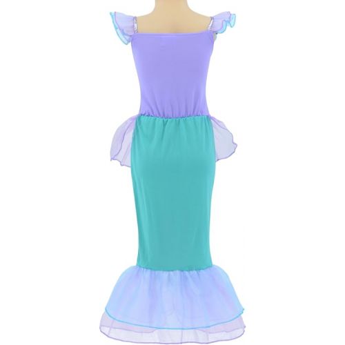  Little Girls Mermaid Princess Costume Dress for Girls Dress Up Party with Crown Mace