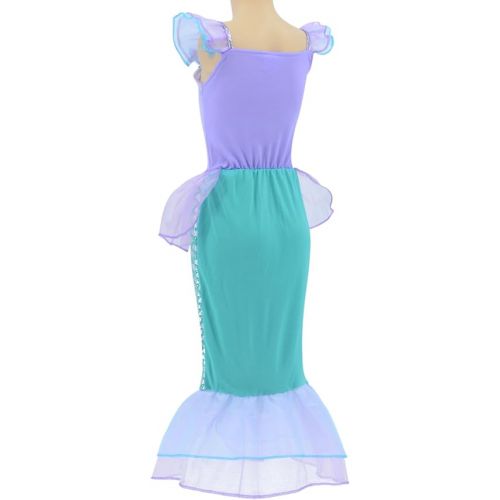  Little Girls Mermaid Princess Costume Dress for Girls Dress Up Party with Crown Mace