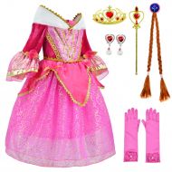 Party Chili Sleeping Beauty Princess Aurora Costume Girls Birthday Party Dress Up With Accessories Age 3-12 Years