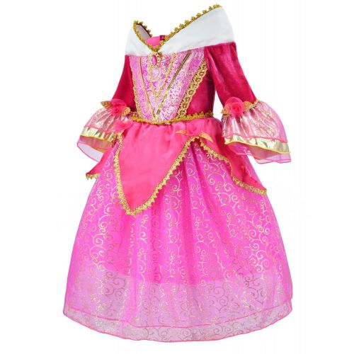  Party Chili Sleeping Beauty Princess Aurora Costume Girls Birthday Party Dress Up With Accessories Age 3-12 Years