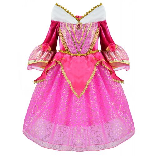  Party Chili Sleeping Beauty Princess Aurora Costume Girls Birthday Party Dress Up With Accessories Age 3-12 Years