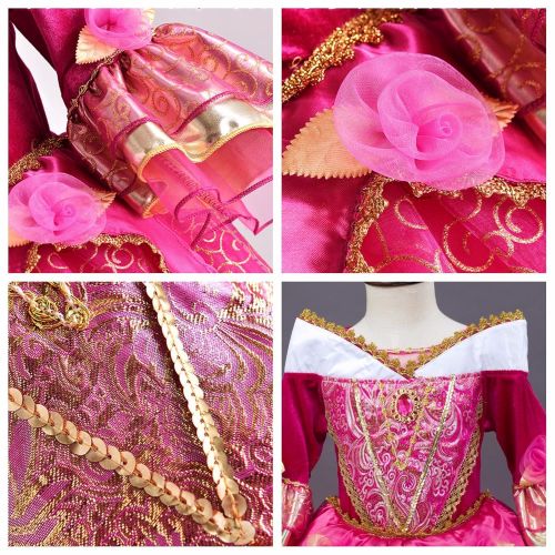  Party Chili Sleeping Beauty Princess Aurora Costume Girls Birthday Party Dress Up With Accessories Age 3-12 Years