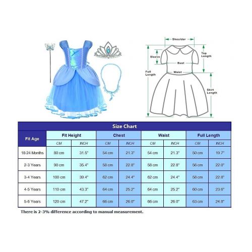  Party Chili Princess(Snow,Belle,Little Mermaid,Anna,Cinderella,Rapunzel) Costume For Toddler Girls Birthday 2T-6T