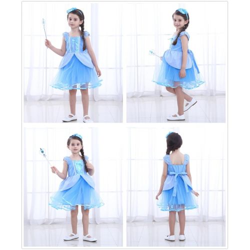  Party Chili Princess(Snow,Belle,Little Mermaid,Anna,Cinderella,Rapunzel) Costume For Toddler Girls Birthday 2T-6T