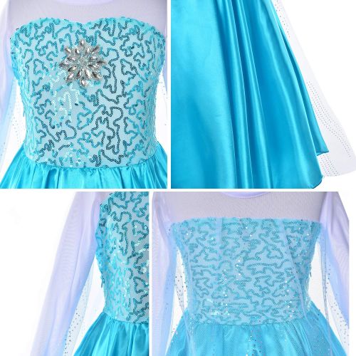  Party Chili Snow Queen Princess Elsa Dress Up Costume With Accessories Toddler Little Girls 2-10 Years