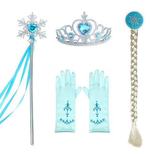  Party Chili Snow Queen Princess Elsa Costumes Birthday Party Dress Up for Little Girls with Wig,Crown,Mace,Gloves Accessories 3-10 Years