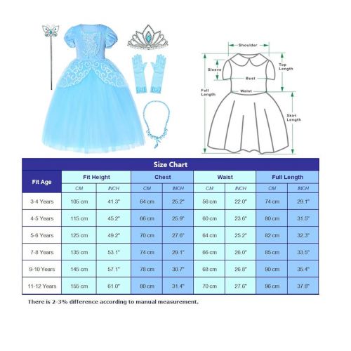  Party Chili 9-layers Tulle Skirt Princess Cinderella Costume Girls Dress Up With Accessories 3-12 Years