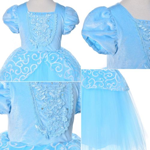  Party Chili 9-layers Tulle Skirt Princess Cinderella Costume Girls Dress Up With Accessories 3-12 Years