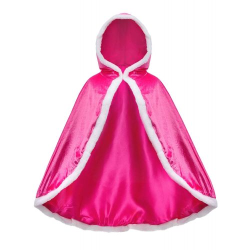  Party Chili Fur Princess Hooded Cape Cloaks Costume for Girls Dress Up 3-12 Years