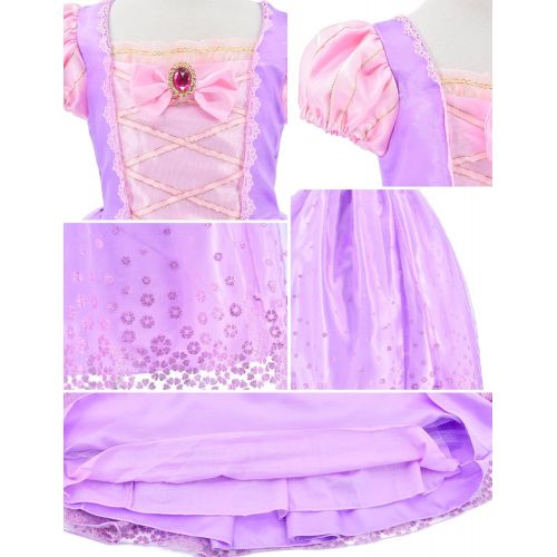  Party Chili Princess Costume Dress for Girls Party Dress Up with Braid,Earings,Tiaras & Wand 3-9 Years