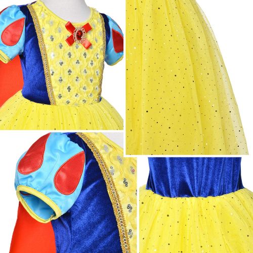  Party Chili Princess Snow White Costume for Girls Dress Up with Accessories 2-12 Years