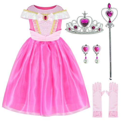  Party Chili Disfraz de princesa Aurora de princesa durmiendo con accesorios, para nias de 3 a 12 aos