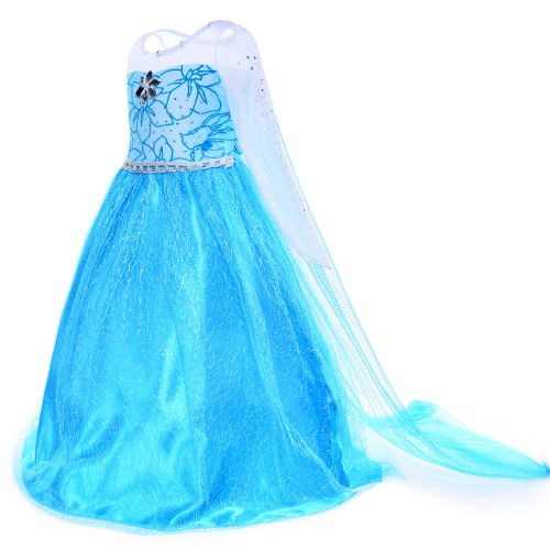 Party Chili Snow Queen Princess Elsa Costumes Birthday Dress Up for Little Girls with Crown,Mace,Gloves Accessories 3-12 Years